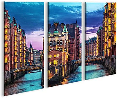 islandburner Bild Bilder auf Leinwand Speicherstadt Hamburg XXL Poster Leinwandbild Wandbild Art up