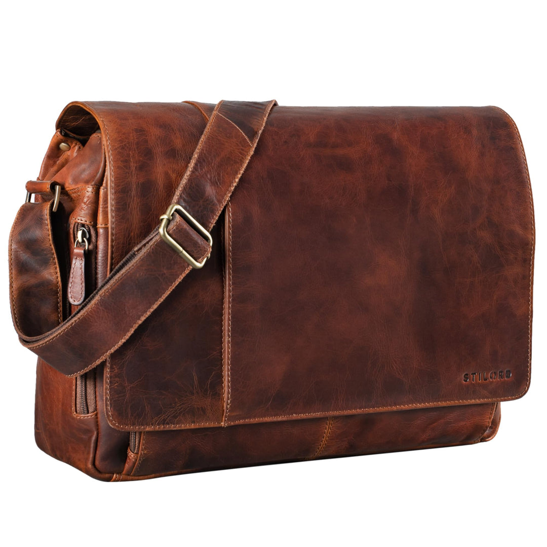 STILORD Vintage Umhängetasche Leder gross für Herren Damen 15.6 Zoll Laptoptasche Unitasche Bürotasc