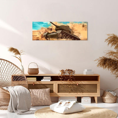 Panorama Bilder auf Leinwand Panzer Poligon Feld Leinwandbild 90x30cm Wandbilder Dekoration Wohnzimm