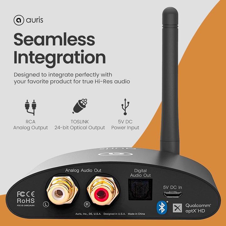 Auris Blume HD Musik 5.2 Bluetooth Receiver mit Grosser Reichweite - HiFi Wireless Audio Aux Bluetoo