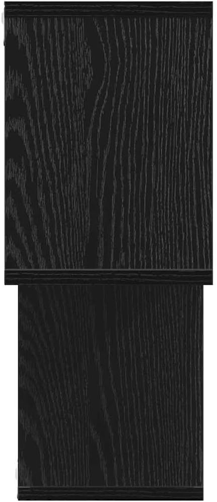 vidaXL Wandregal mit Regal Wandmontiert Schwarz Holzwerkstoff, Büro, modernes rechteckiges Wandregal