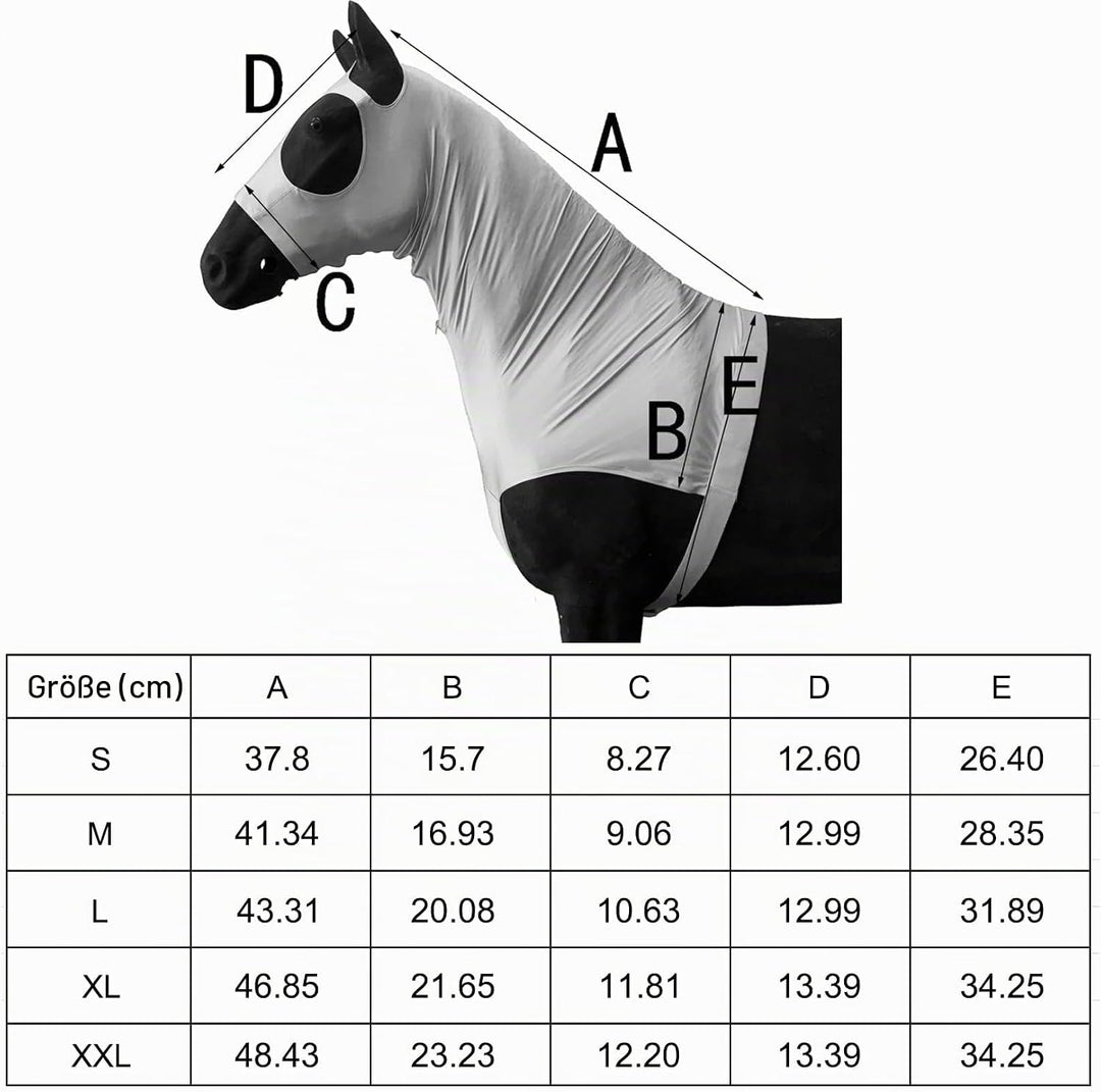 Leberna Lycra Stretch-Pferd Kapuze mit Reissverschluss - vollen Gesicht-Hals-Abdeckung XL Schwarz, X