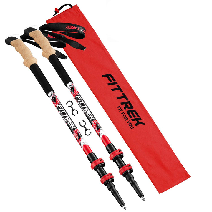 FitTrek Wanderstöcke Kork - Walking Stöcke - Trekkingstöcke Teleskop - Nordic Walking Stock Verstell