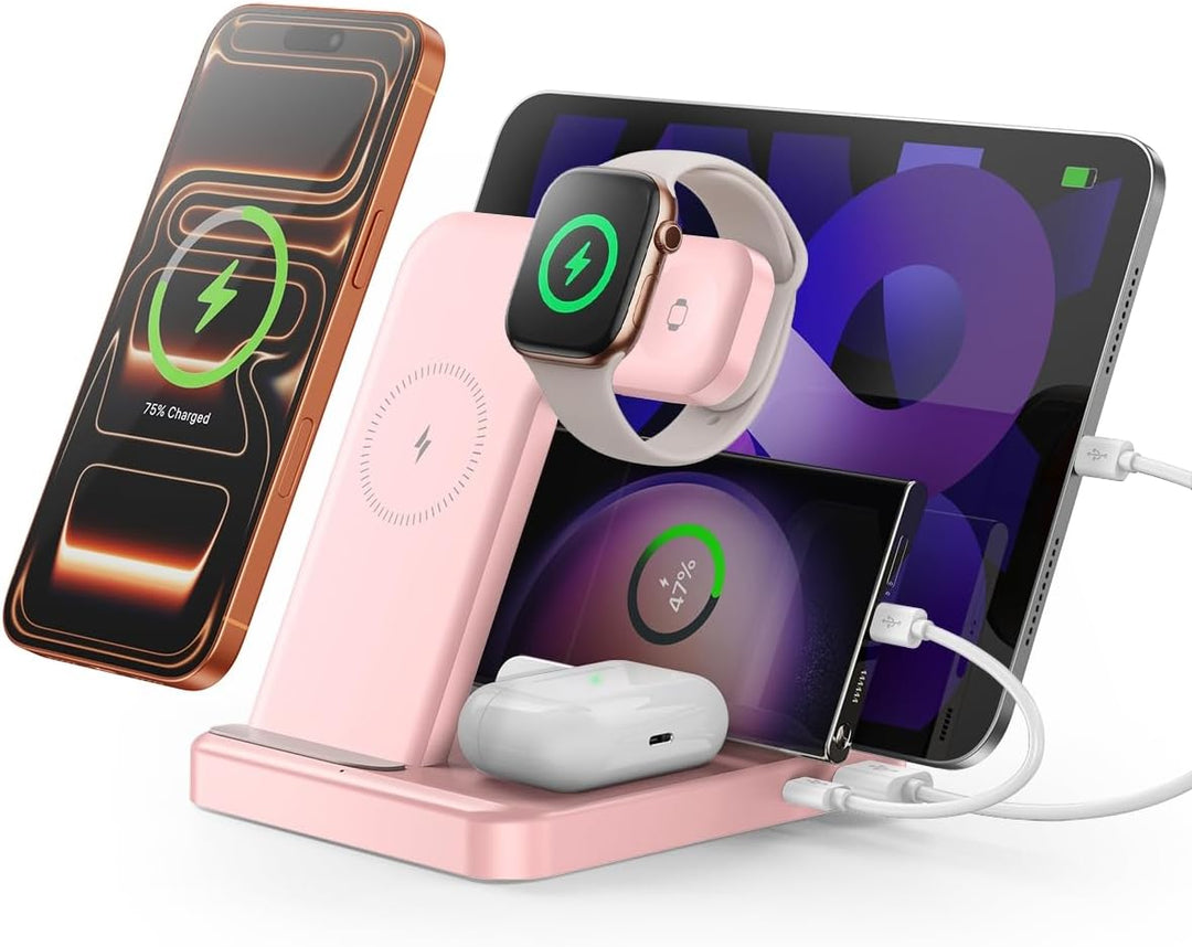 Intoval 5-in-1 Ladestation, kompatibel mit iPhones 17/17 Pro/17 Pro Max, iPad Pro/Air/Mini, Apple Wa