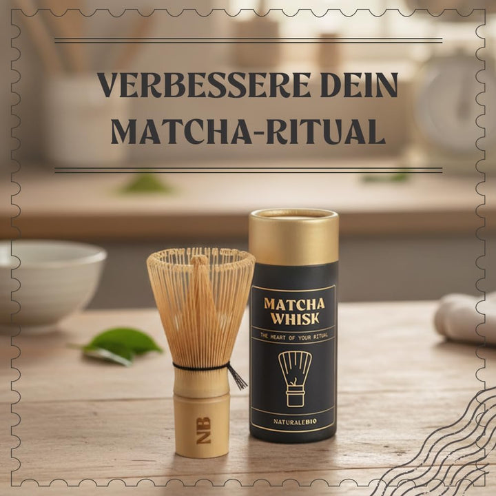 NaturaleBio Matcha Bambusbesen. Traditioneller Bambus-Chasen. 100% natürlicher Bambus, robust und na