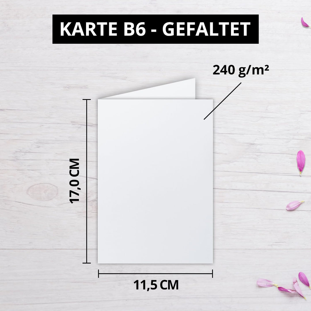 50 Faltkarten B6 - Hochweiss/Kristallweiss - PREMIUM QUALITÄT - 11,5 x 17 cm - sehr formstabil - für