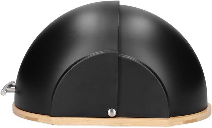 HOMLA Brotkasten Brotaufbewahrung Metall Deckel Brotaufbewahrungsbox für frische Back Darvin Schwarz
