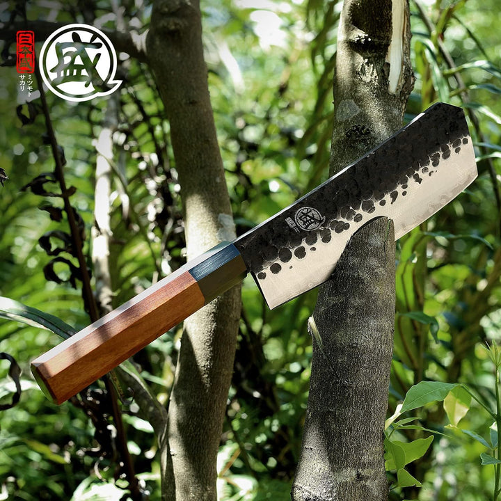 MITSUMOTO SAKARI Küchenmesser Profi, Hochkohlenstoffstahl Kochmesser, 19 cm Japanischem Handgeschmie