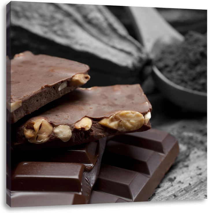 Pixxprint Leckere Schokolade als Leinwandbild/Grösse: 70x70 cm/Wandbild/Kunstdruck/fertig bespannt,