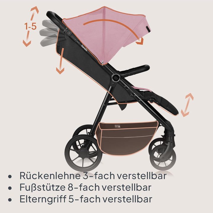 LIONELO MIRA Buggy bis zu 22 kg von 6 Monaten bis 4 Jahren Schwenkbare 360° Räder Volle Stossdämpfun