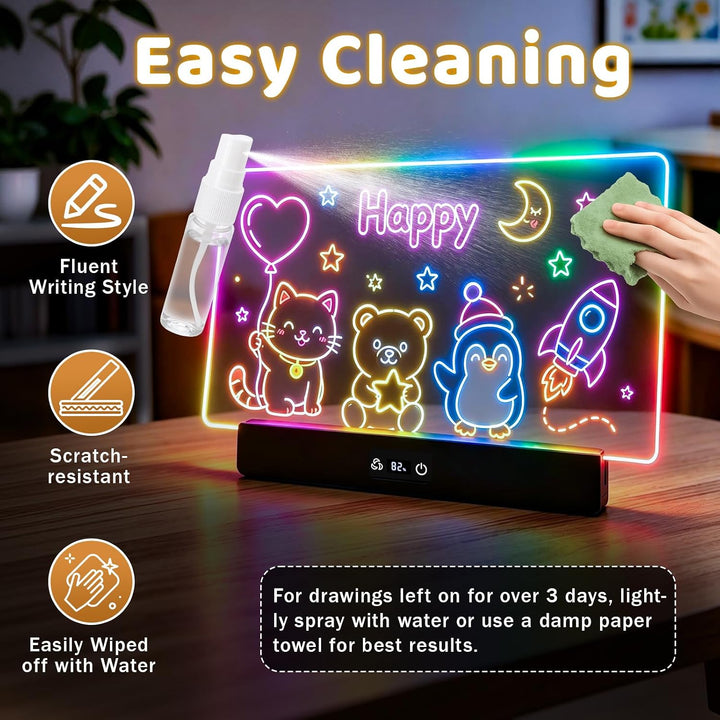 LED Zeichenbrett Kinder wiederaufladbar 8 Farben 11 Modi 15h Akku | 6 Helligkeitsstufen,Ladezeit 2,5