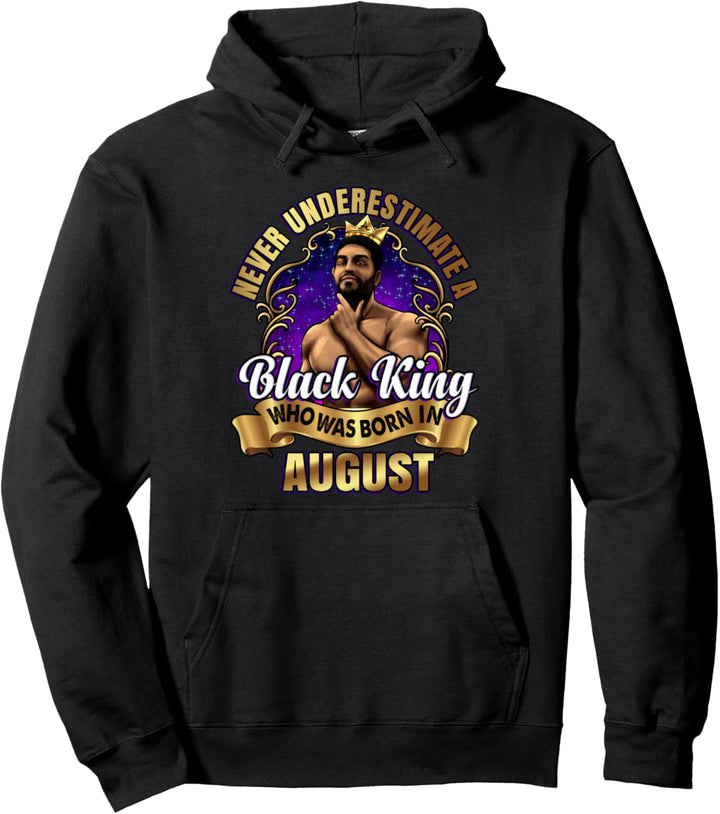 Black King Geburtstag August Bart Krone Ehemann Sohn Dad Pullover Hoodie