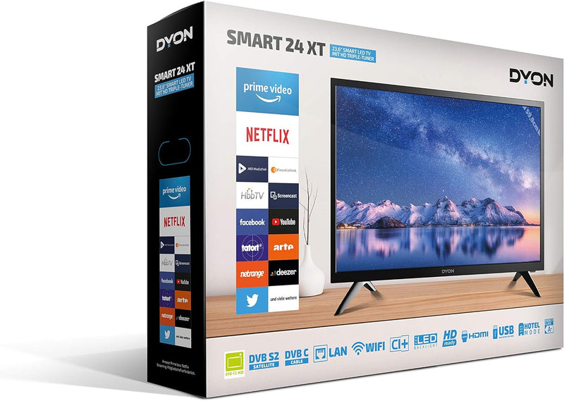 DYON Smart 24 XT 60 cm (24 Zoll) Fernseher (HD Smart TV, HD Triple Tuner (DVB-C/-S2/-T2), Prime Vide