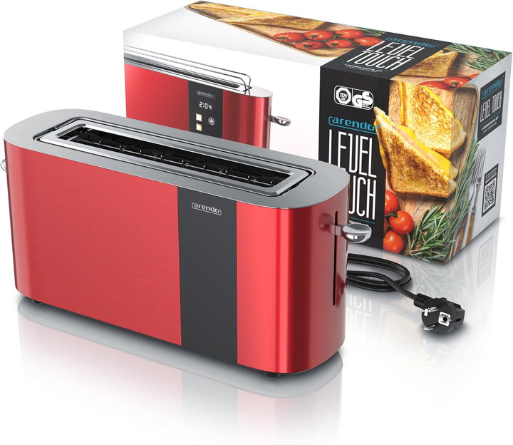 Arendo - Edelstahl Toaster 2 Scheiben Langschlitz - Touchscreen – Doppelwandgehäuse – Integrierter B