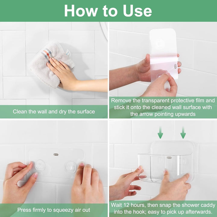 CGBE Duschablage Ohne Bohren, 2 Packs Transparenter Badezimmer Organizer für Wandmontage mit Selbstk