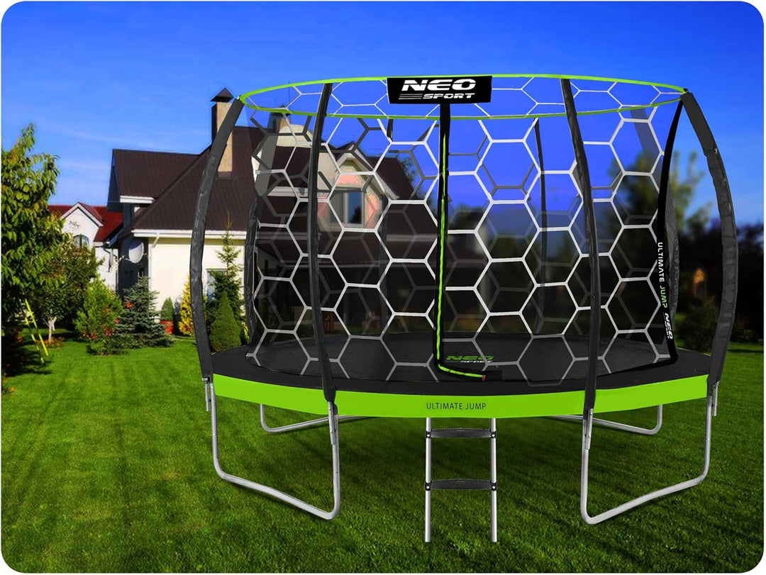 Neo-Sport Trampolin Outdoor Kinder Gartentrampolin Sicherheitsnetz Innen Leiter Gepolsterte Stangen