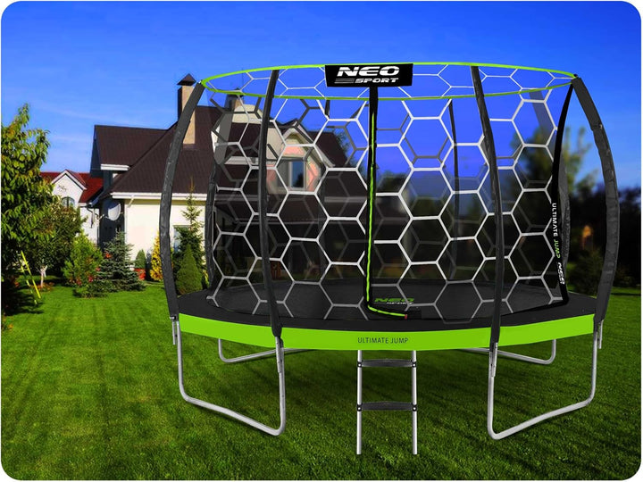 Neo-Sport Trampolin Outdoor Kinder Gartentrampolin Sicherheitsnetz Innen Leiter Gepolsterte Stangen