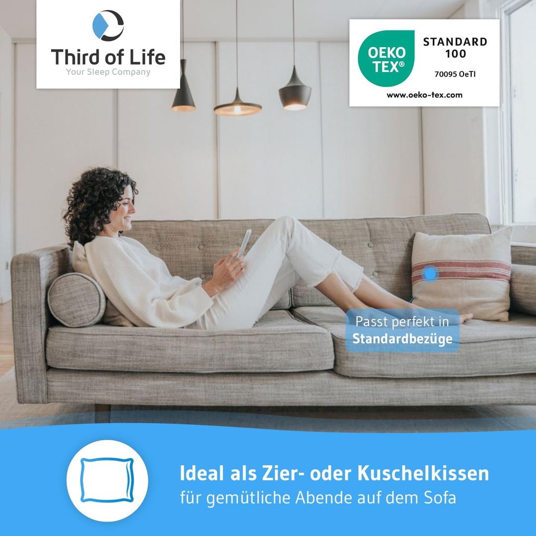 Third of Life Kissen 40x40 inSPIRO, Premium Kissen von Schlafexperten entwickelt, Weiche Kissenfüllu