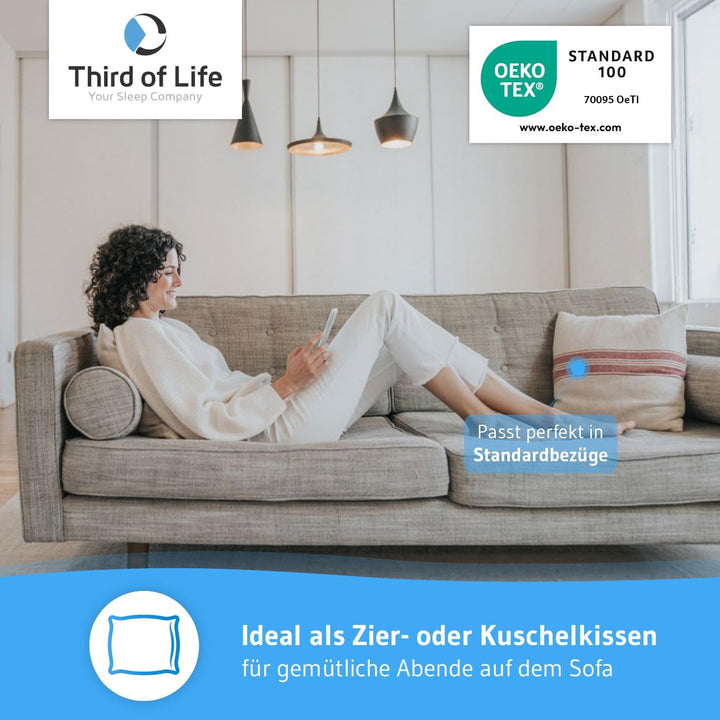 Third of Life Kissen 40x40 inSPIRO, Premium Kissen von Schlafexperten entwickelt, Weiche Kissenfüllu