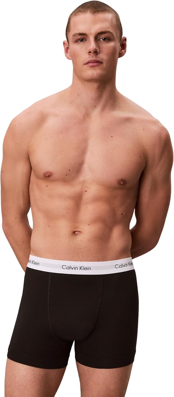 Calvin Klein Baumwolle Stretch 3 Pack Boxer Short, Schwarz Mit Blau/erdbeerfeld/schwarz XL Schwarz,