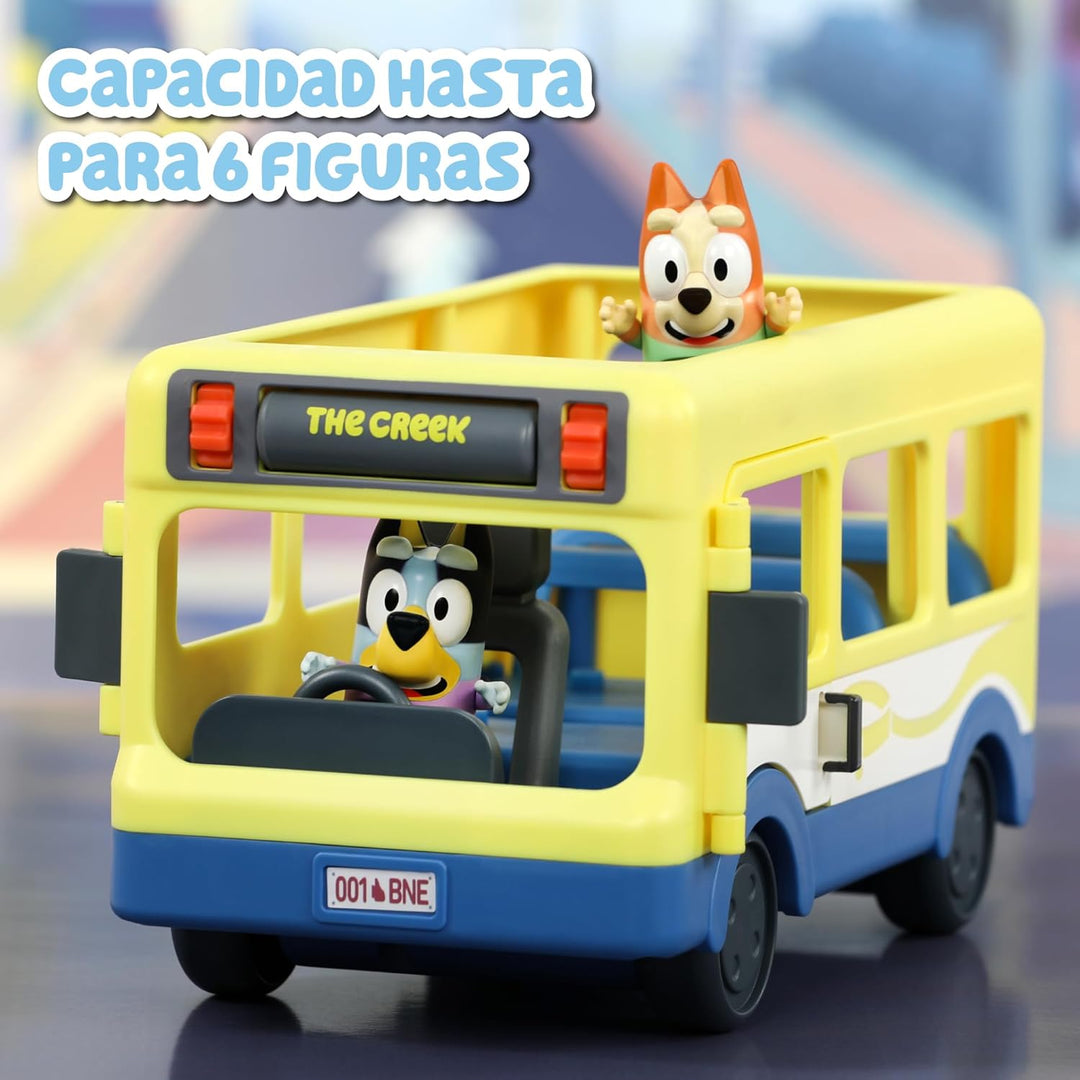Bluey - School Bus, Bus für den Cole 2 Figuren mit Bingo Figuren aus der Zeichnungsserie Inantil, Sc