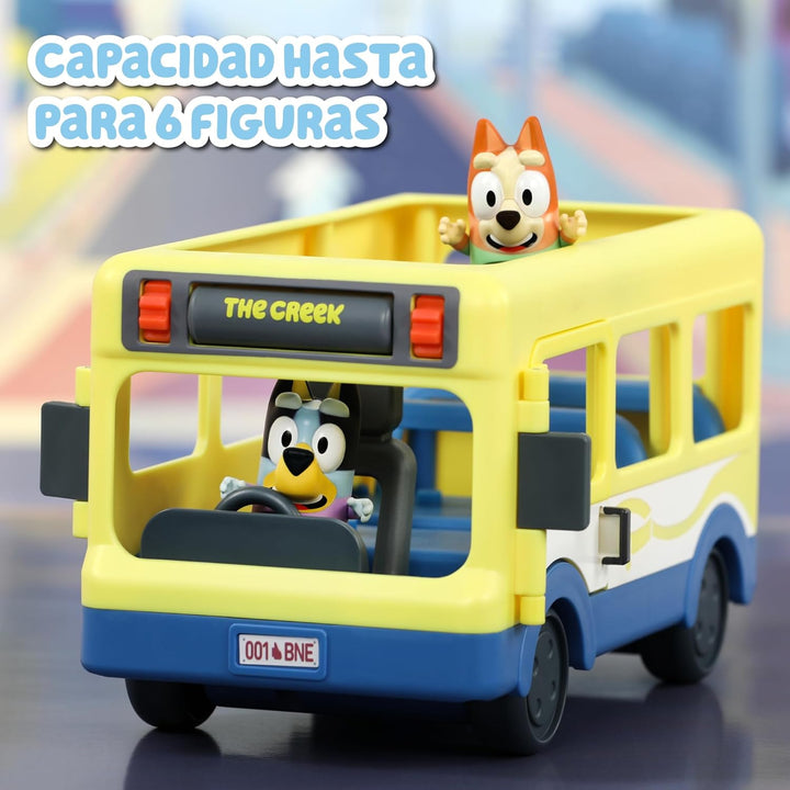 Bluey - School Bus, Bus für den Cole 2 Figuren mit Bingo Figuren aus der Zeichnungsserie Inantil, Sc
