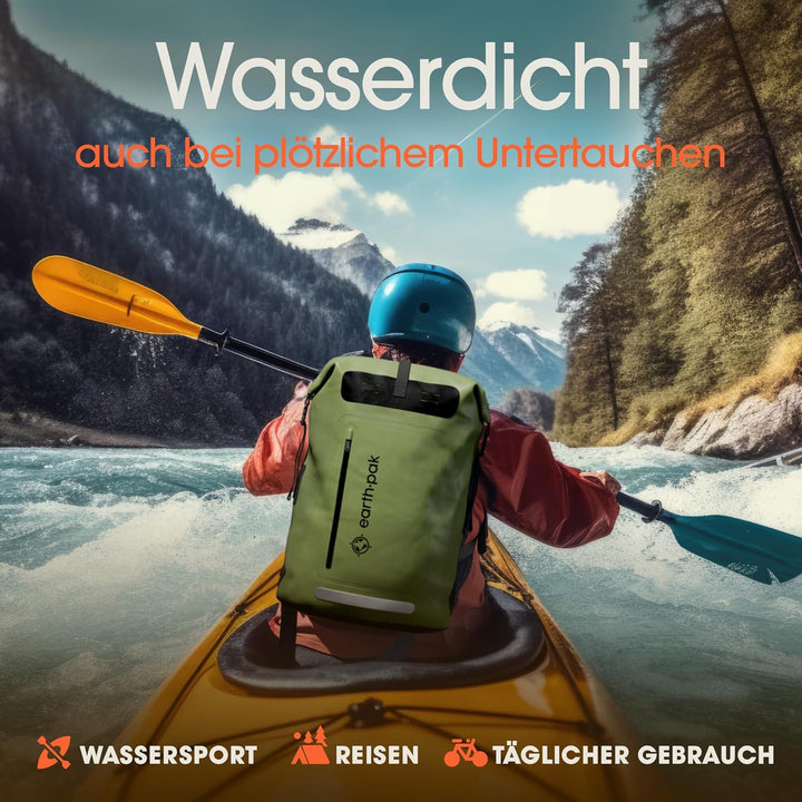 Earth Pak wasserdichter Rucksack – 35L / 55L Waterproof Backpack mit leistungsstarkem Rolltop Rollve