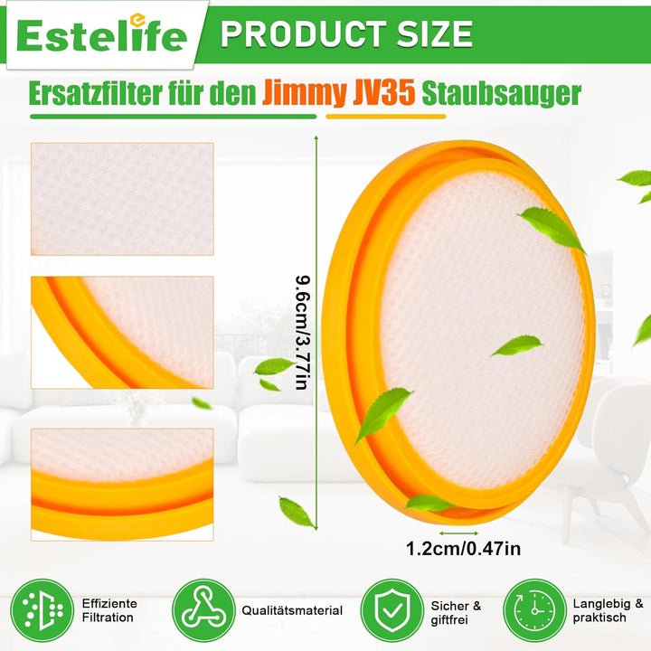 4 Stück HEPA-Filter JV35 für Jimmy JV35 Handstaubsauger und Milbensauger, geeignet für Bett- und Mat
