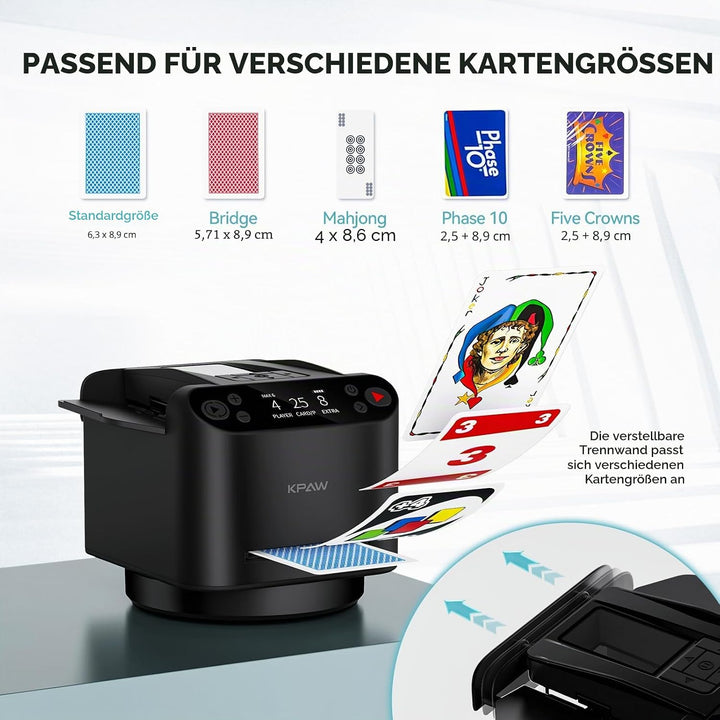 KPAW Kartenmischmaschine mit Austeilen,mit 8 Fernbedienungen | Automatischer Kartenmischer und Auste