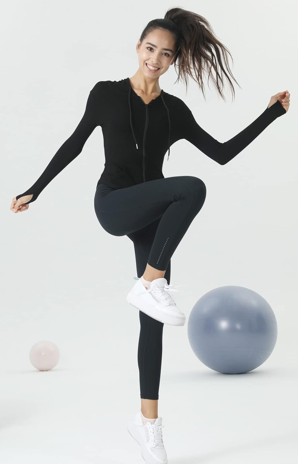 SEAUR Damen Laufjacke Dünn Leicht Sportjacke mit Kapuze Joggen Yoga Jacke Reissverschluss Sweatjacke