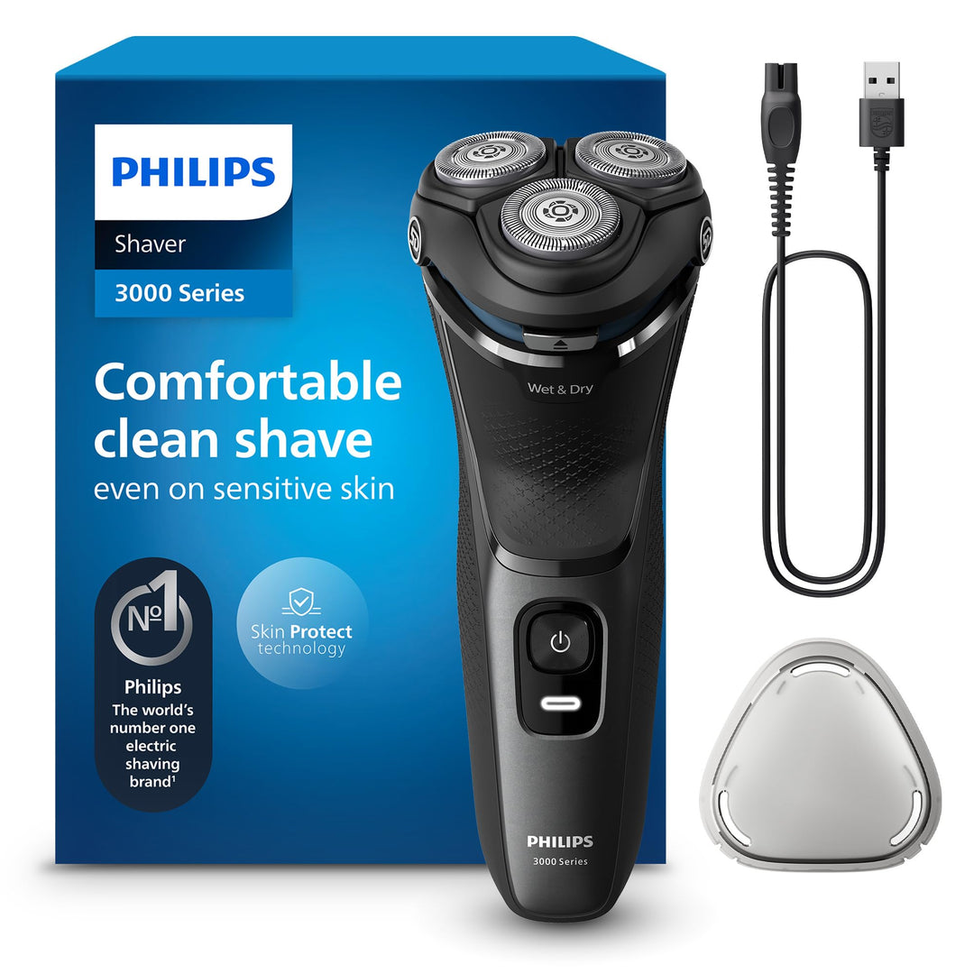 Philips Shaver Series 3000 – Elektrischer Nass- und Trockenrasierer für Männer, mit SkinProtect-Tech