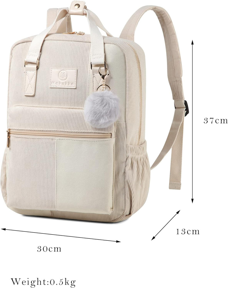 Makukke Rucksack Damen&Herren, Cord Daypack Anti-Theft Tasche Casual Schultasche Citytasche, für Sch