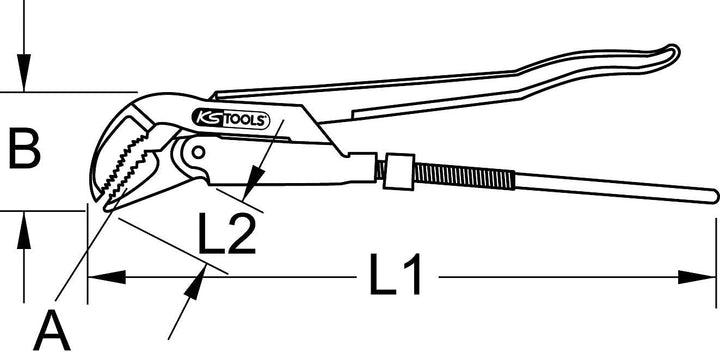 KS Tools 112.1500 Eckrohrzange, 45° gewinkelt, 1.1/2''
