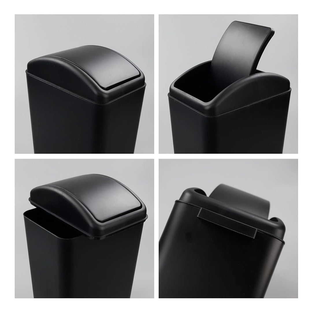 15 L Geruchshemmender Mülleimer mit Schwingdeckel, Kleiner Mülleimer mit Deckel, Schwarz, Schwarz