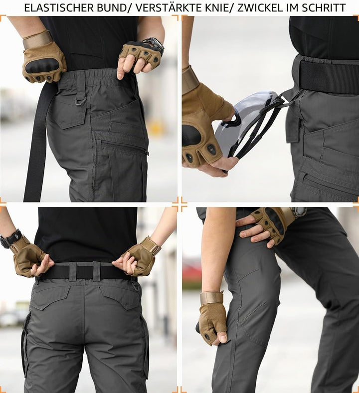 CARWORNIC Herren Taktische Hose wasserdichte Cargo Hose Militär Outdoorhose 30W / 32L Dunkelgrau, 30