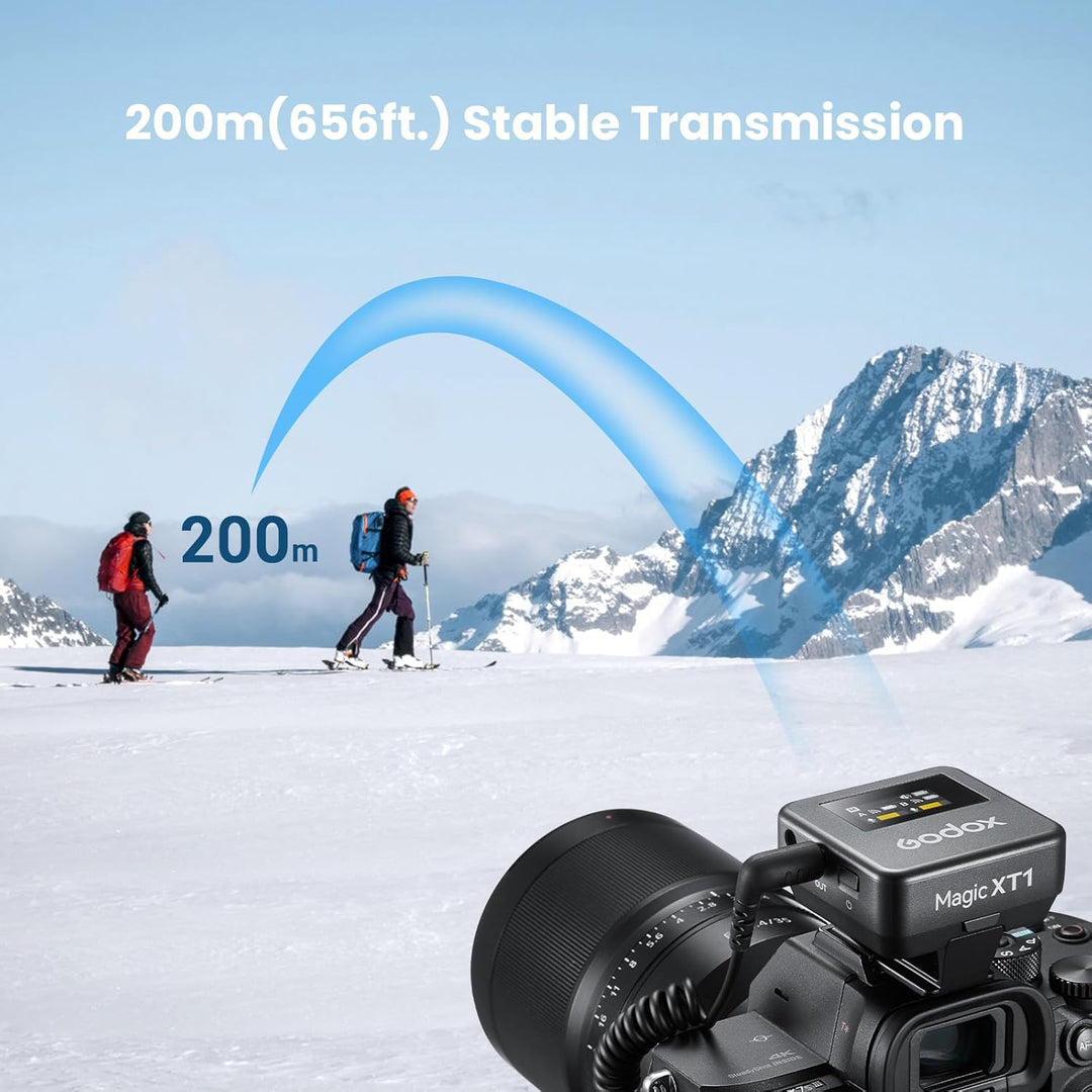 Godox Magic XT1 Wireless Mikrofon (2TX+1RX) für Kamera, USB-C Smartphone, 48kHz/24 bit 200m Reichwei