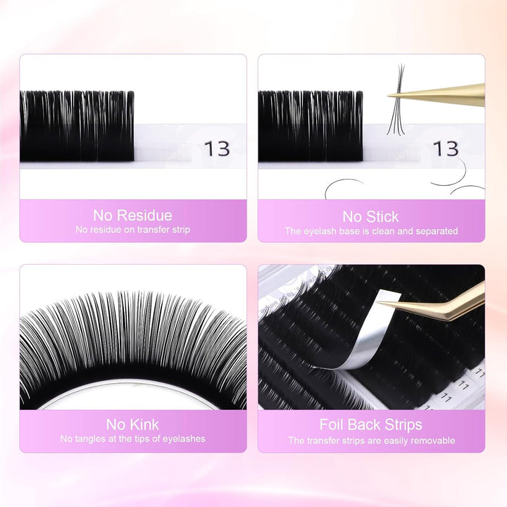 NAGARAKU 5er-Pack Classic Wimpern 2. Gen 0,05 C 7-15mm Für 1:1 &amp; Volumen 5 Trays 7-15mm 0.05 C 2. Ge