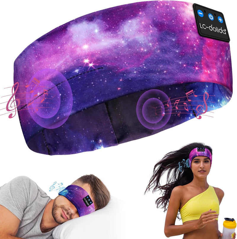 LC-dolida Schlafkopfhörer Bluetooth 5.4, Schlaf Stirnband Kopfhörer Headband Schlafmaske, Sportskopf