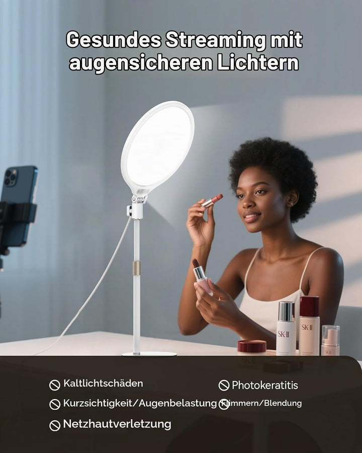 TELESIN Ringlicht mit Stativ Handy Laptop Videokonferenz Licht, 10.2" Ring Light Ringleuchte LED 9 L