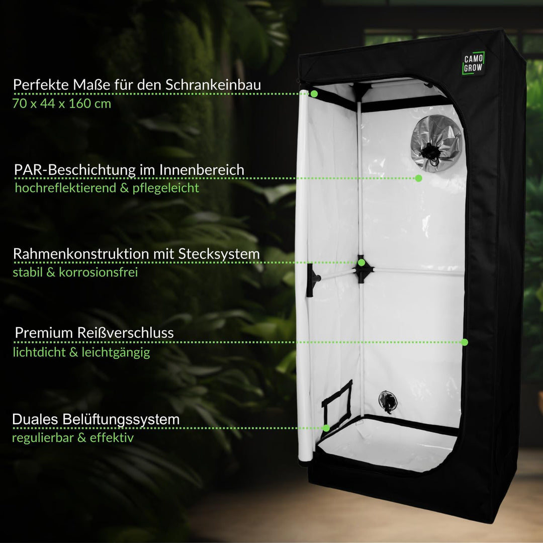 L-Box Pflanzenzelt 70 x 44 x 160 cm - Grow Box für versteckte Indoor Pflanzenzucht L-Box 70 x 44 x 1