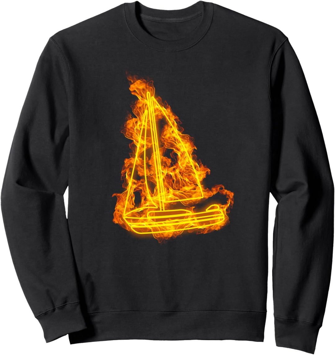 Feuer Segelboot Flammen Seemann Segeln Segler Sweatshirt