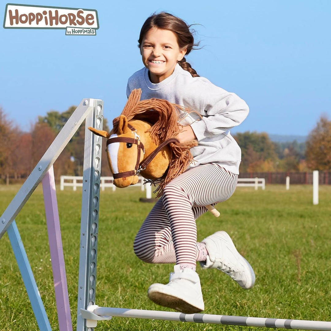 HOPPIHORSE Steckenpferd mit Trense - A3 - Hobby Horse mit Zügeln, Schultergurt, Schweif - hochwertig