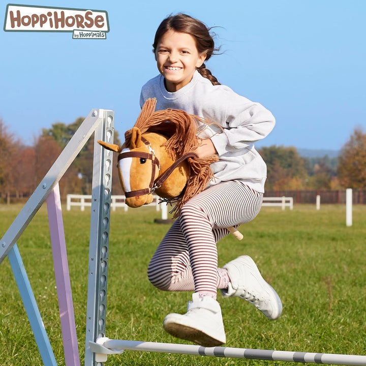 HOPPIHORSE Steckenpferd mit Trense - A3 - Hobby Horse mit Zügeln, Schultergurt, Schweif - hochwertig