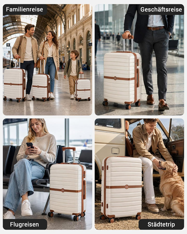 KONO Koffer Reisekoffer Trolley Handgepäck Koffer 55x40x20cm von ABS+PC Hartschalenkoffer mit Zwilli