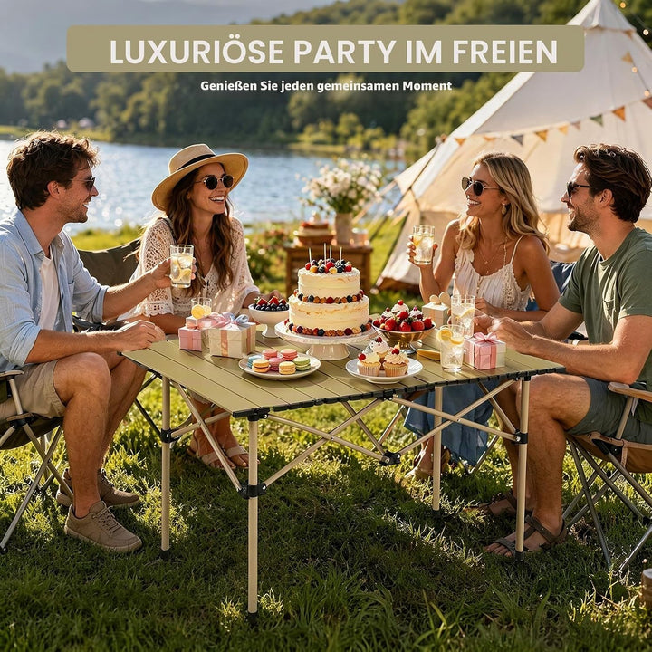 Campingtisch Faltbar 95x56x50cm - Aufrollbare Tischplatte mit Tragetasche - Kohlenstoffstahl Gestell