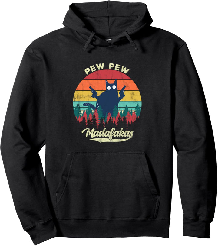 Pew Madafakas Katze Retro Sarkastischer Humor Pullover Hoodie