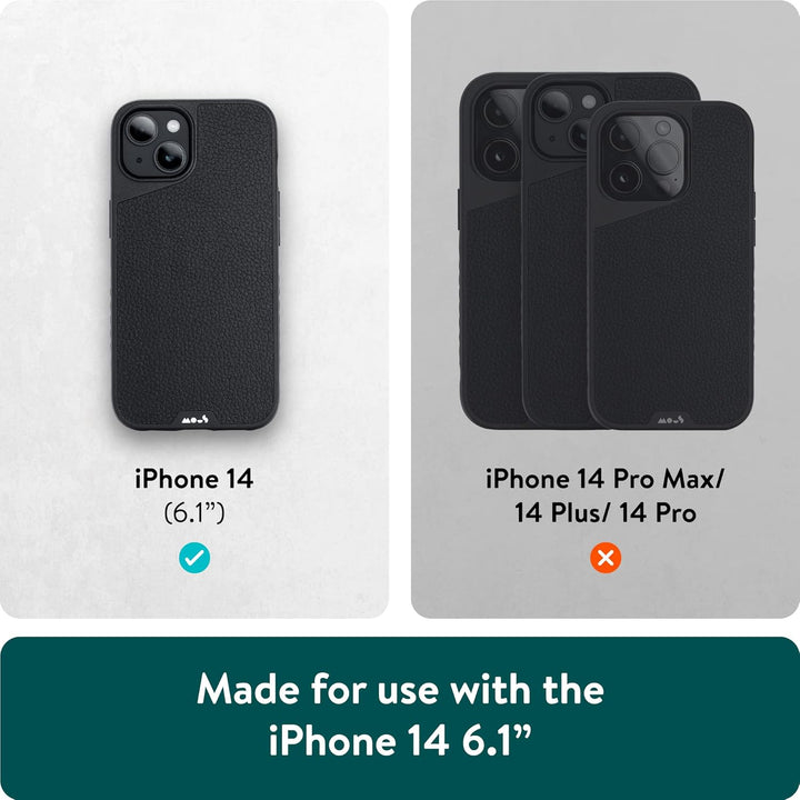 Mous - Hülle für iPhone 14 - Schwarzes Leder - Limitless 5.0 - Handyhülle iPhone 14 MagSafe-Kompatib