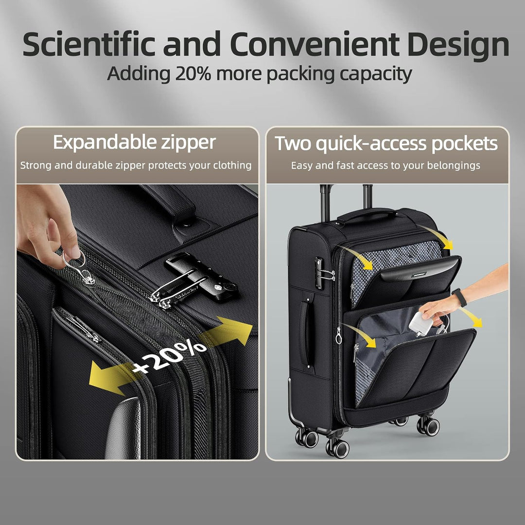 SHOWKOO Kofferset 3 Teilig Stoffkoffer Weichschale Reisekoffer Erweiterbar Leicht Haltbar Trolley Ha