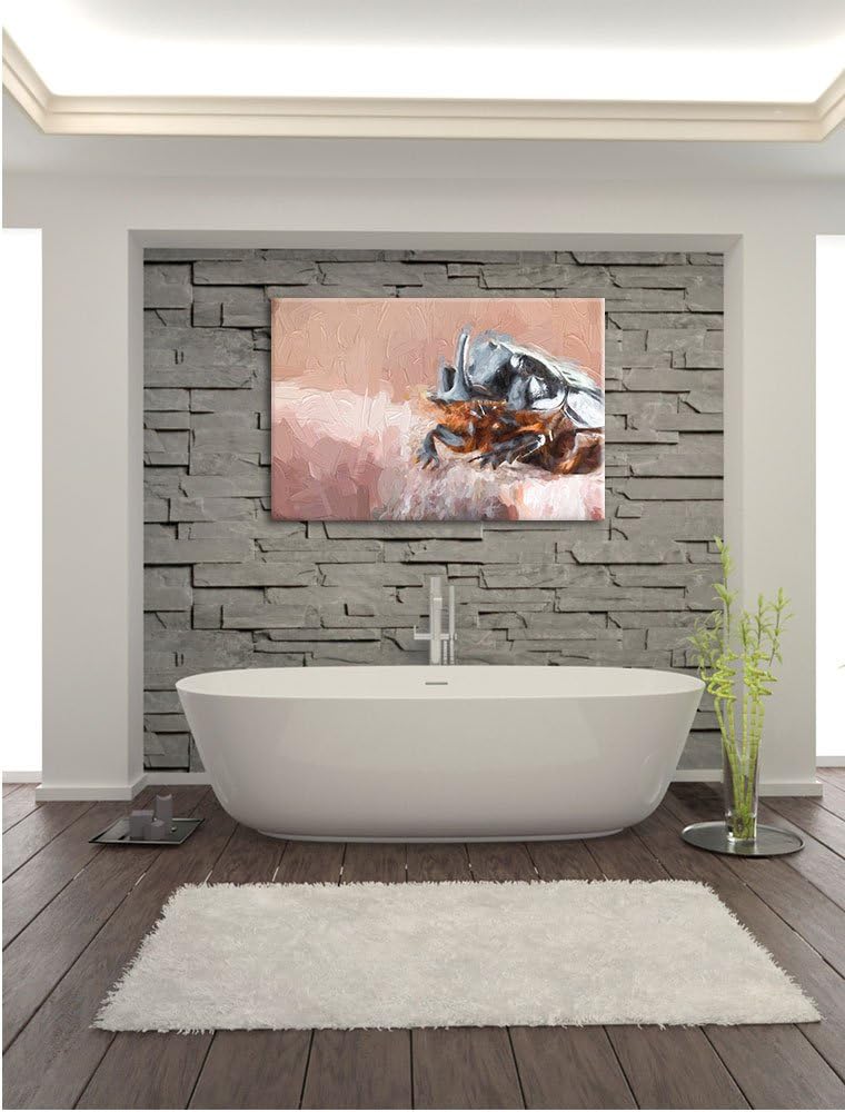 Pixxprint Nashornkäfer Porträt Kunst Pinsel Effekt, Format: 100x70 auf Leinwand, riesige Bilder fert