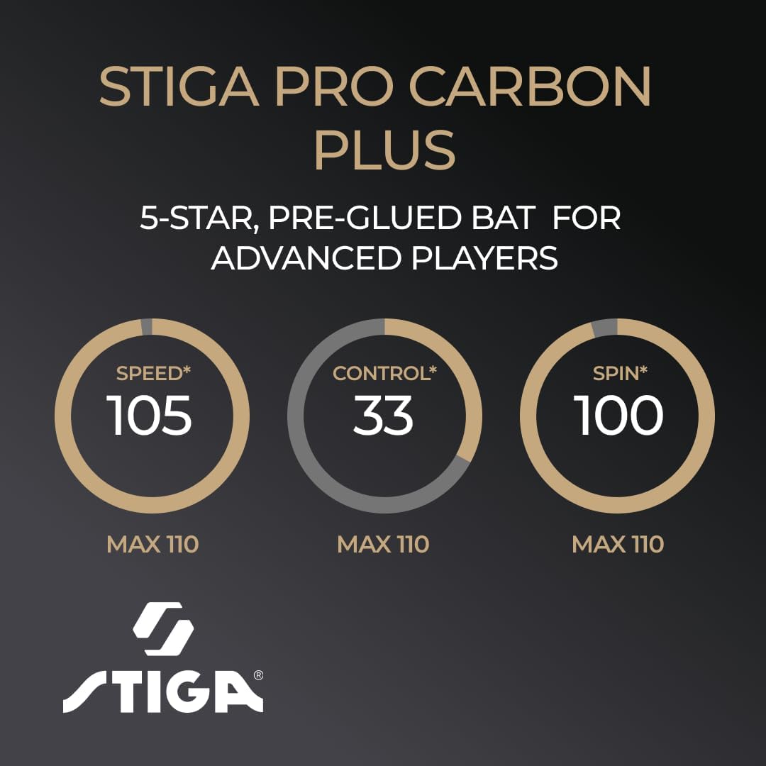 STIGA Unisex – Erwachsene Pro Carbon + Profi Tischtennisschläger,, Pro Carbon Tischtennisschläger, S